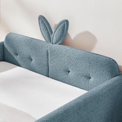 Cute Rabbit Ear Upholstered Platform Bed Frame With Safety Rail - The Sleep Loft - Online Mattress Showroom NYC