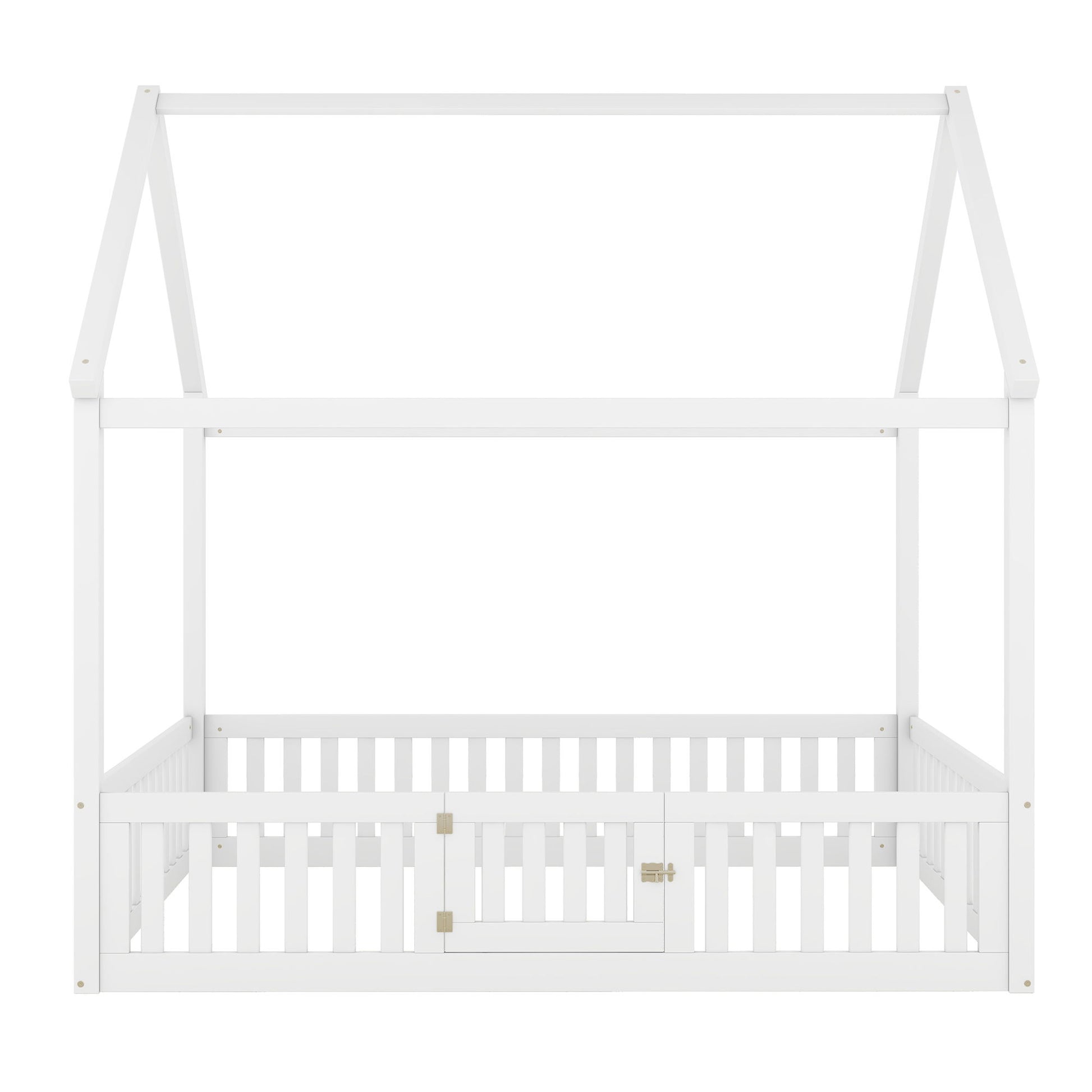 Wood House Bed With Fence And Door - The Sleep Loft - Online Mattress Showroom NYC