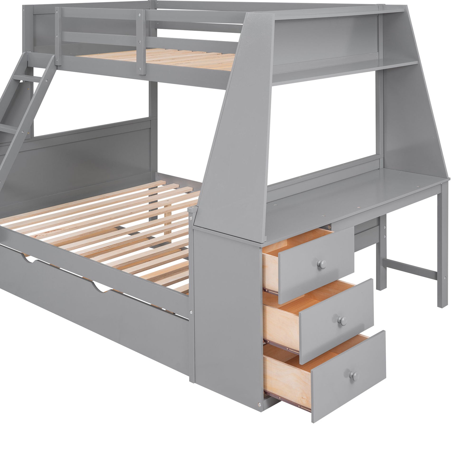 Bunk Bed With Trundle And Built In Desk, 3 Storage Drawers And Shelf - The Sleep Loft - Online Mattress Showroom NYC