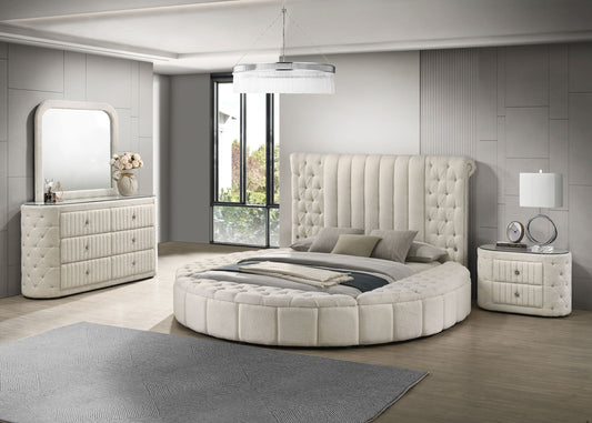 Sonya 4-piece Upholstered Eastern King Bedroom Set Ivory - The Sleep Loft - Online Mattress Showroom NYC