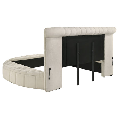 Sonya 5-piece Upholstered Eastern King Bedroom Set Ivory
