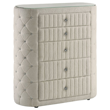 Sonya 5-piece Upholstered Eastern King Bedroom Set Ivory