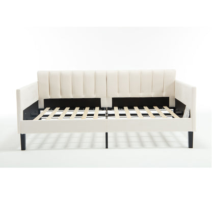 Elena - Boucle Upholstered Daybed, Ribbed Tufted Backrest - The Sleep Loft - Online Mattress Showroom NYC