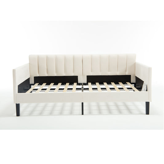 Elena - Boucle Upholstered Daybed, Ribbed Tufted Backrest - The Sleep Loft - Online Mattress Showroom NYC