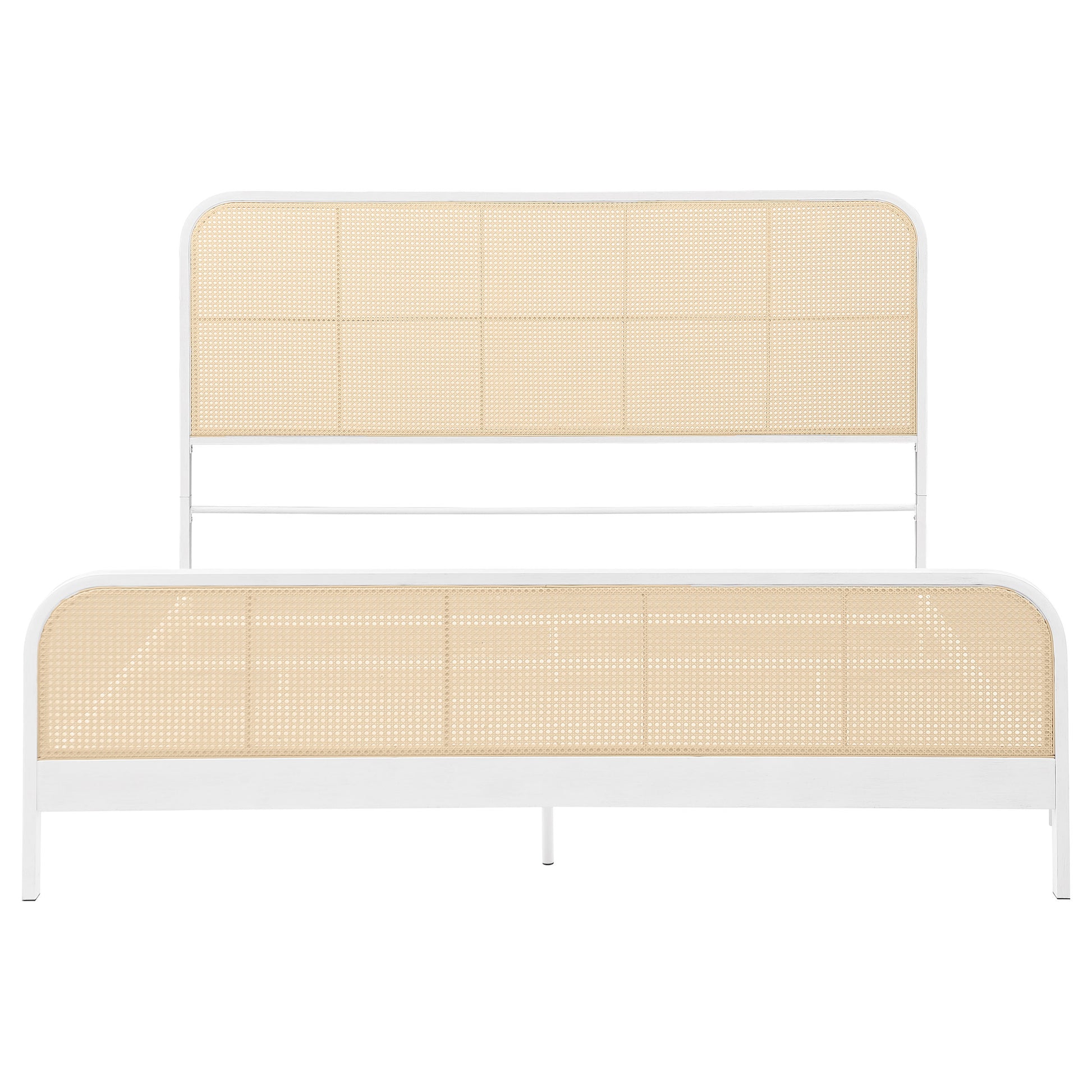 Lanewood Open Cane Webbing Metal Eastern King Bed White