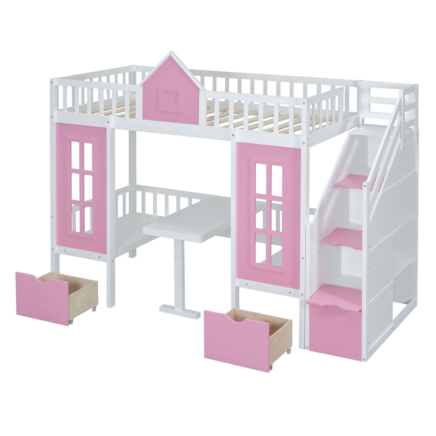Twin Over Twin Bunk Bed With Changeable Table, Bunk Bed Turn Into Upper Bed And Down Desk - The Sleep Loft - Online Mattress Showroom NYC