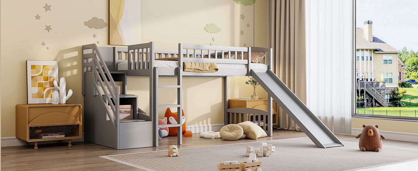 Loft Stairway Bed With 2 Drawers, Convertible Ladder And Slide - The Sleep Loft - Online Mattress Showroom NYC