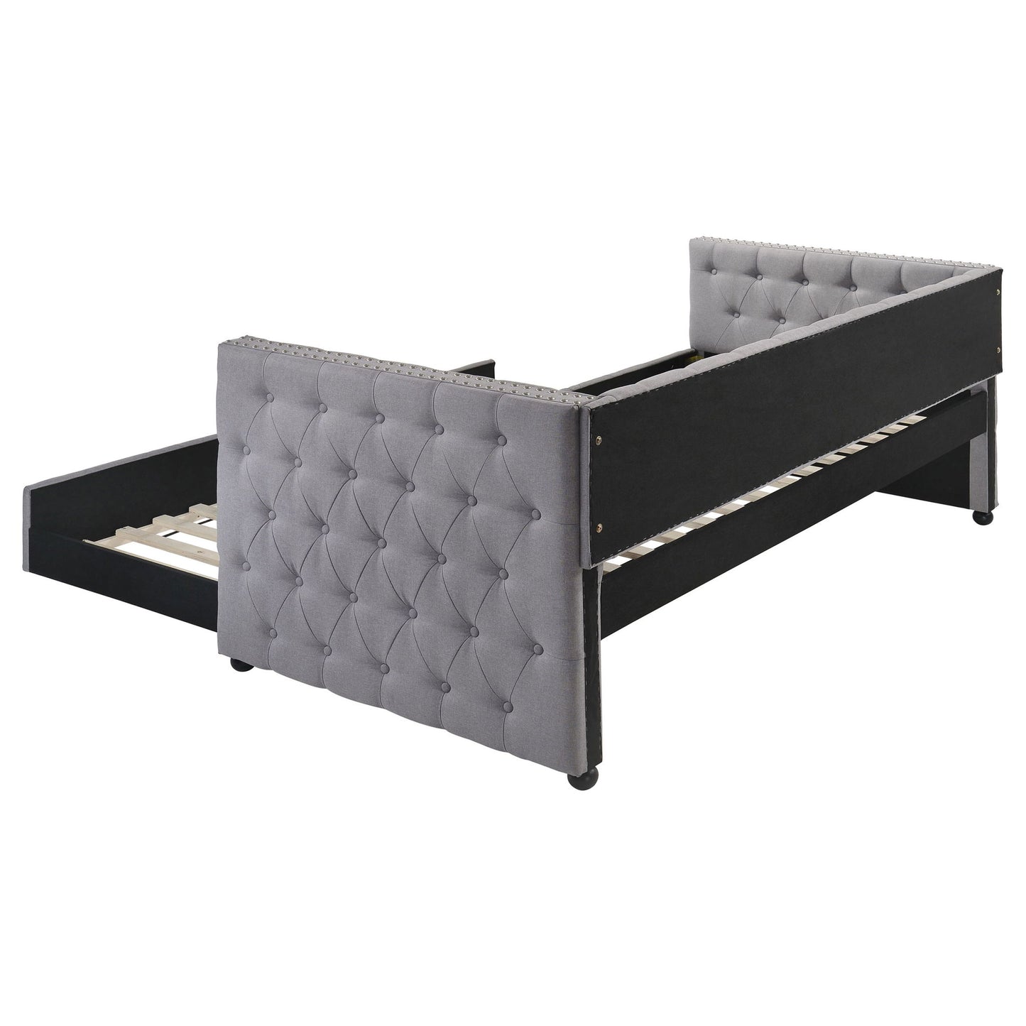 Cross - Upholstered Twin Daybed With Trundle - Gray - The Sleep Loft - Online Mattress Showroom NYC