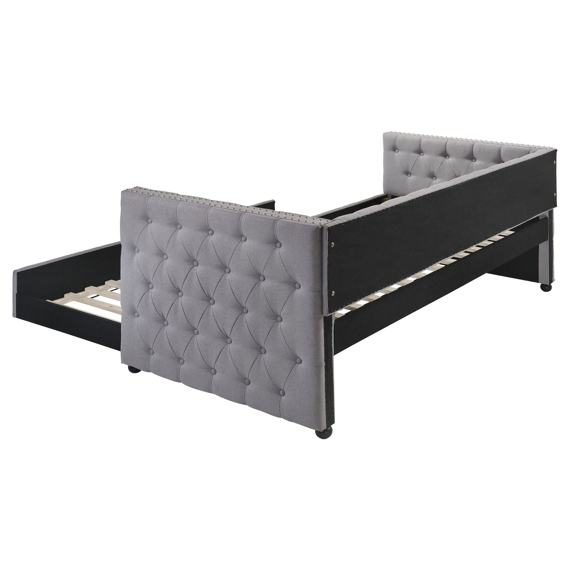 Cross - Upholstered Twin Daybed With Trundle - Gray - The Sleep Loft - Online Mattress Showroom NYC