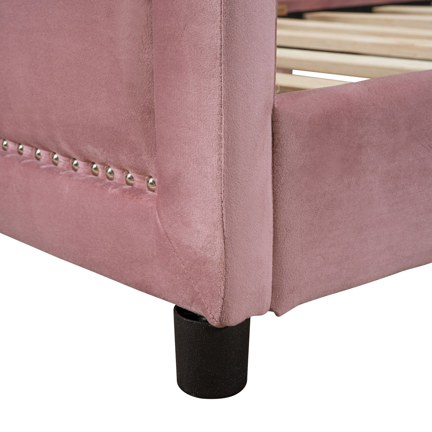 Upholstered Daybed With Classic Stripe Shaped Headboard - The Sleep Loft - Online Mattress Showroom NYC