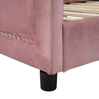 Upholstered Daybed With Classic Stripe Shaped Headboard - The Sleep Loft - Online Mattress Showroom NYC