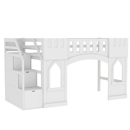 Loft Bed With Storage Staircase And Windows - The Sleep Loft - Online Mattress Showroom NYC