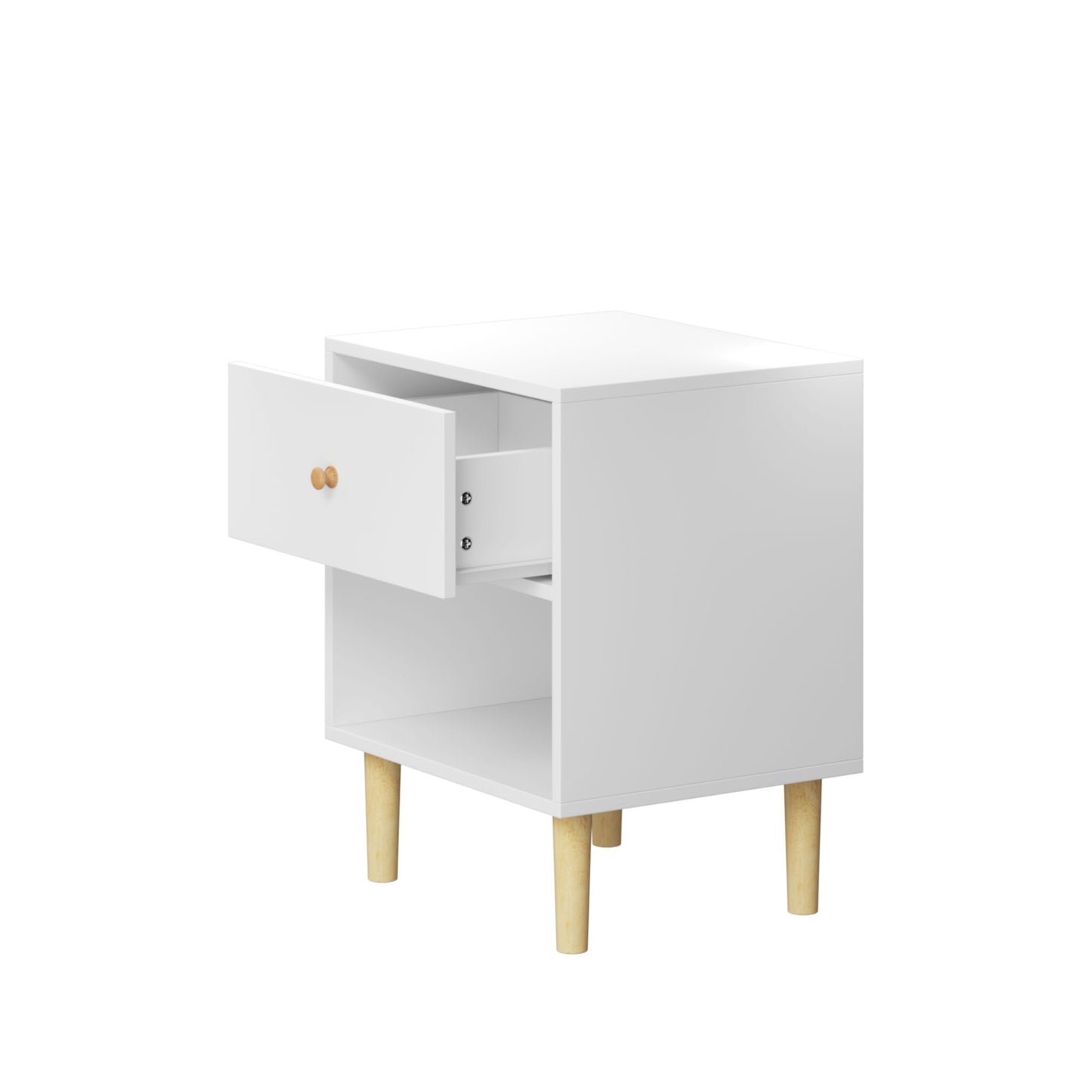 Nightstand With 1 Drawer And 1 Shelf - White - The Sleep Loft - Online Mattress Showroom NYC