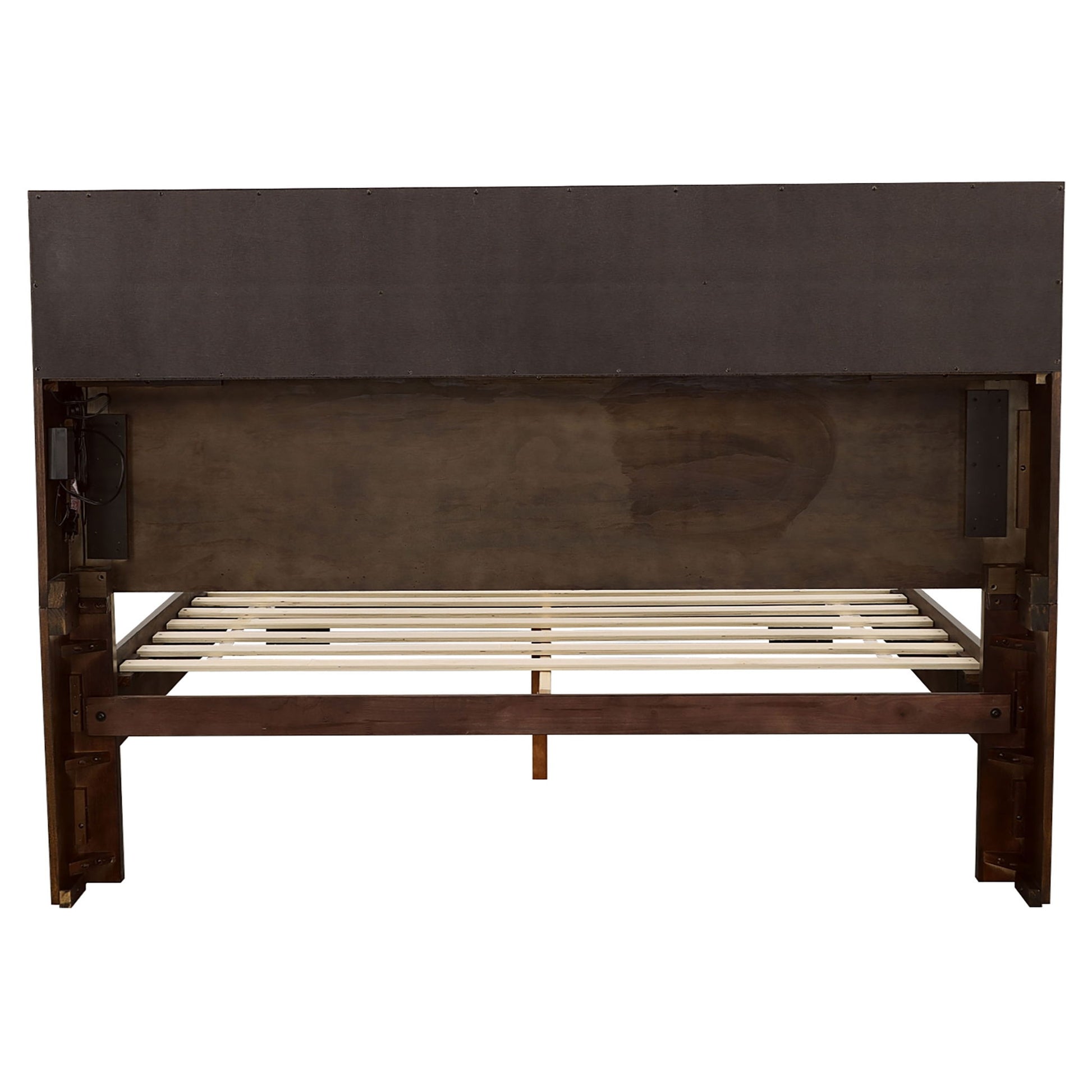 Copper - Eastern King LED Storage Bookcase Bed With Built In Shelves - Cappuccino - The Sleep Loft - Online Mattress Showroom NYC