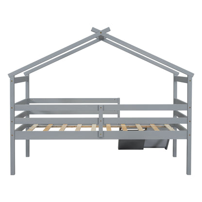 Low Loft House Bed With Slide, Ladder, Safety Guardrails, House Roof Frame - The Sleep Loft - Online Mattress Showroom NYC