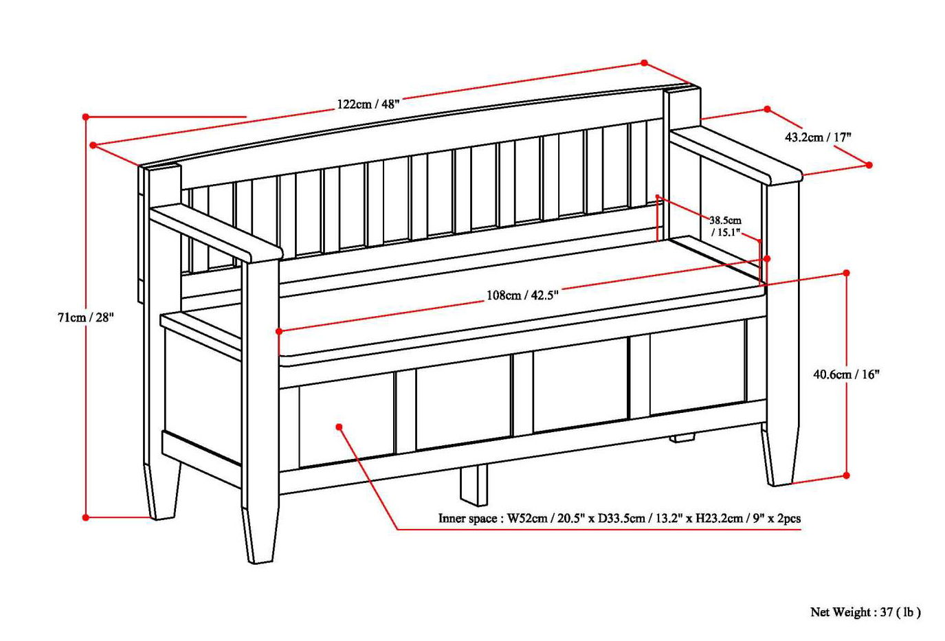 Brooklyn - Handcrafted Entryway Storage Bench - The Sleep Loft - Online Mattress Showroom NYC