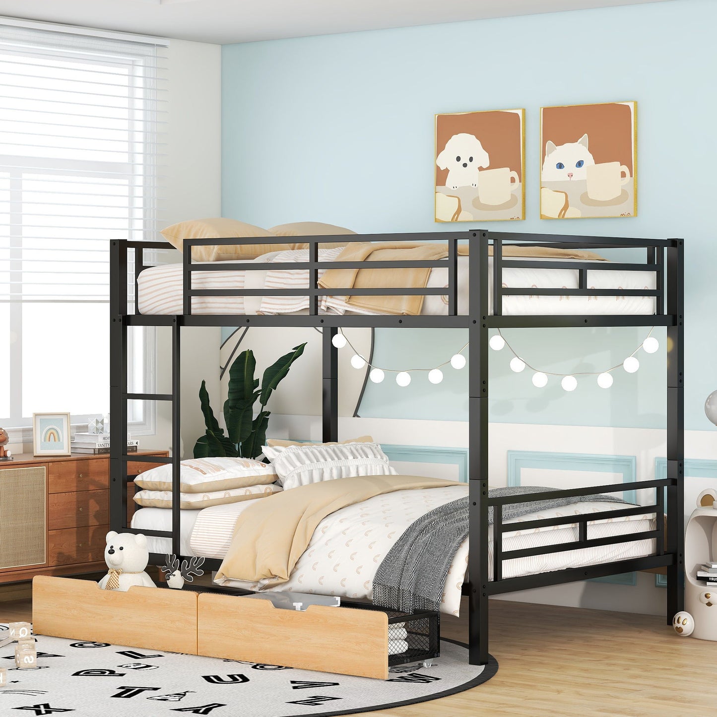 Full Size Convertible Bunk Bed With 2 Drawers Durable - Black - The Sleep Loft - Online Mattress Showroom NYC