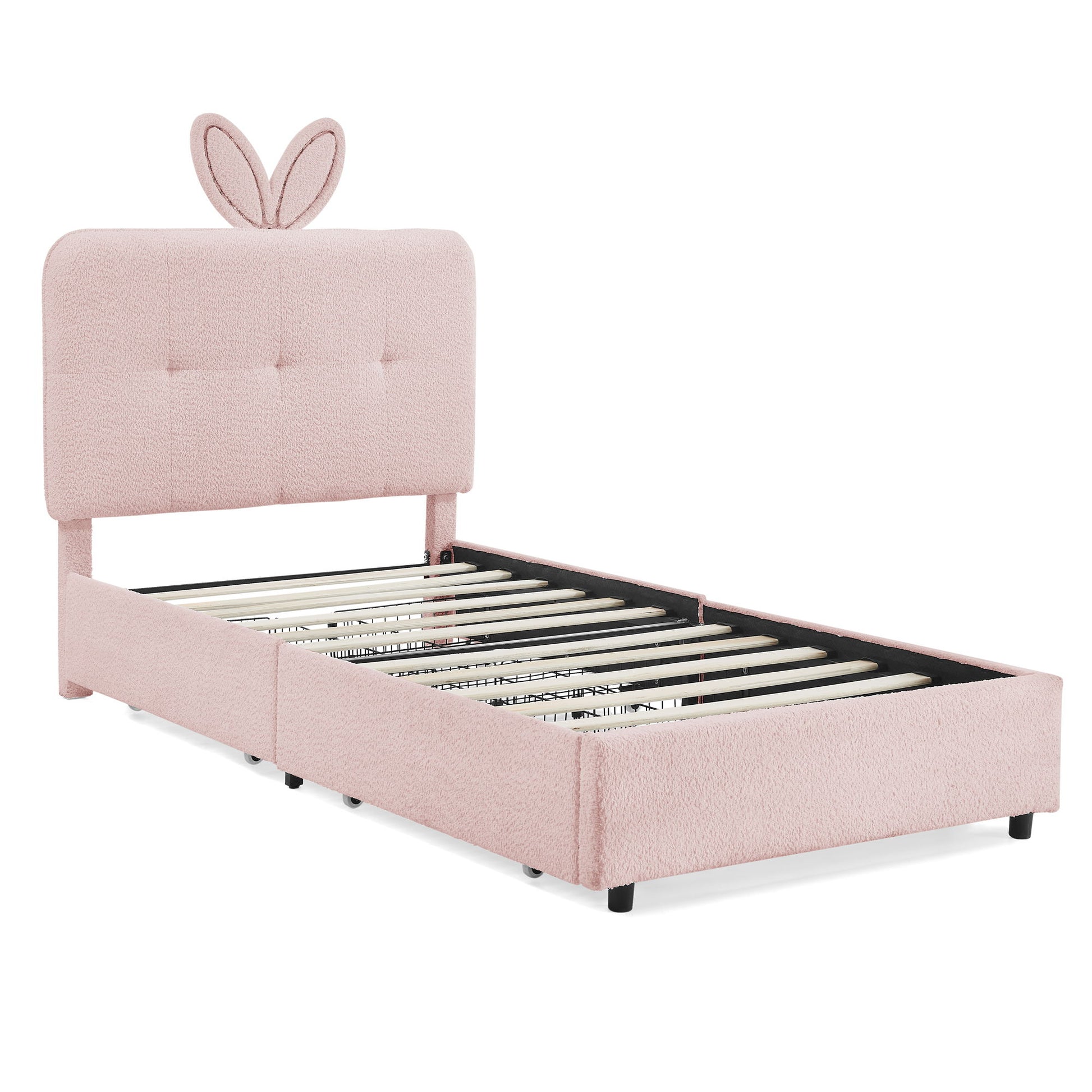 Upholstered Bed With Oversized Rabbit Ear Headboard, LED Lights & 4 Storage Drawers - The Sleep Loft - Online Mattress Showroom NYC