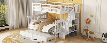 Bunk Bed With Twin Size Trundle, Storage And Guard Rail For Bedroom - The Sleep Loft - Online Mattress Showroom NYC
