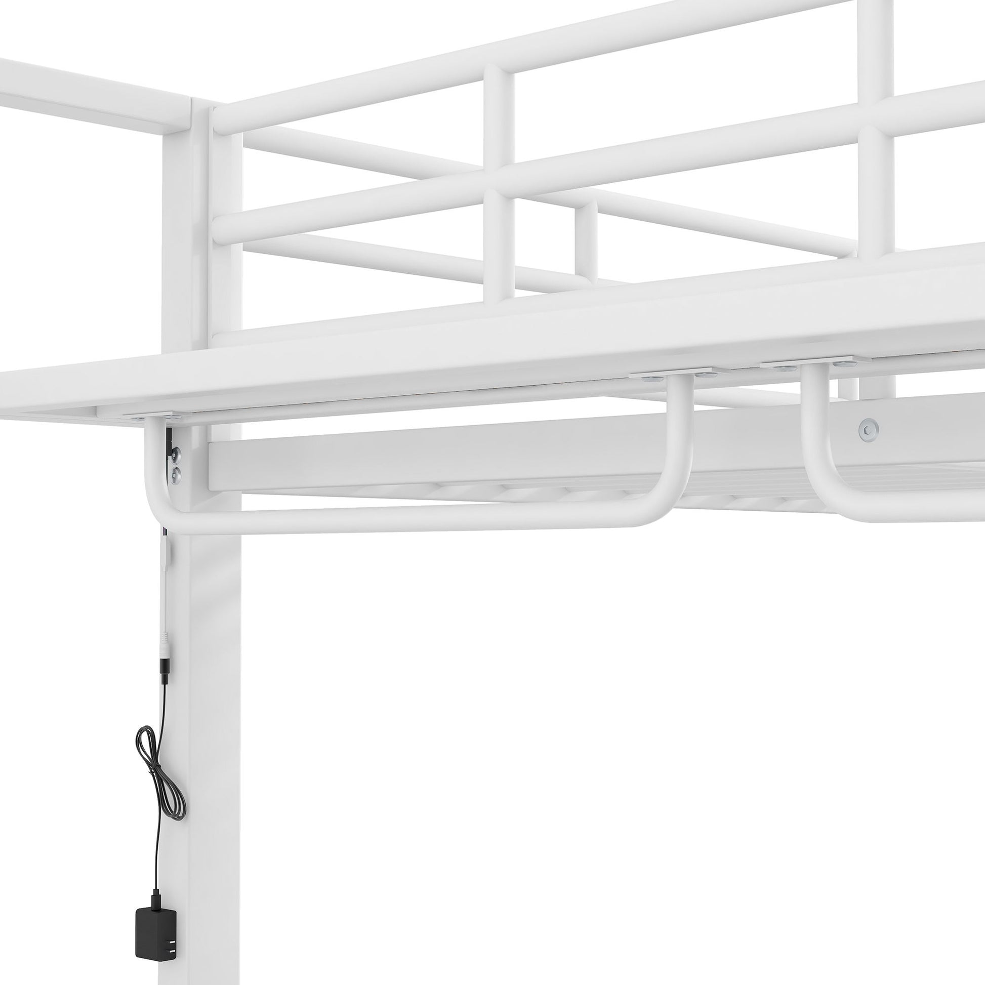 Bunk Bed With Storage Shelves, Clothes Hooks, LED Light - The Sleep Loft - Online Mattress Showroom NYC