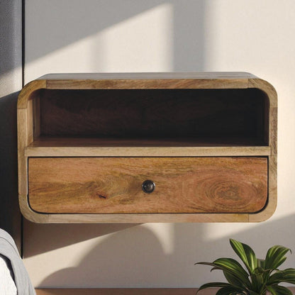 Curved Upper Slot Floating Nightstand - The Sleep Loft - Online Mattress Showroom NYC