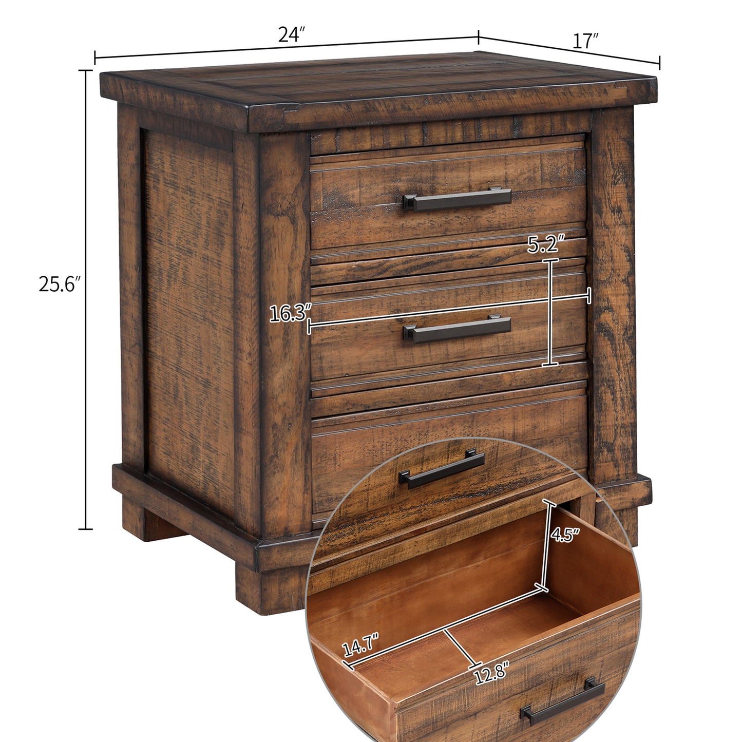 Drawer Reclaimed Solid Wood Framhouse Nightstand - Natural - The Sleep Loft - Online Mattress Showroom NYC