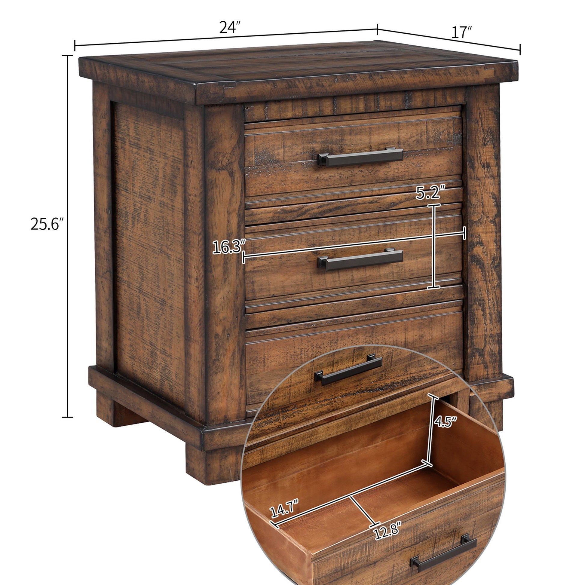 Drawer Reclaimed Solid Wood Framhouse Nightstand - Natural - The Sleep Loft - Online Mattress Showroom NYC