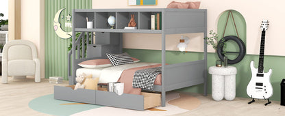Bunk Bed With Shelfs, Storage Staircase And 2 Drawers - The Sleep Loft - Online Mattress Showroom NYC