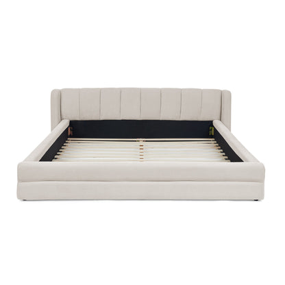 Modern Upholstered Bed Frame With Thick Fabric And Headboard - The Sleep Loft - Online Mattress Showroom NYC