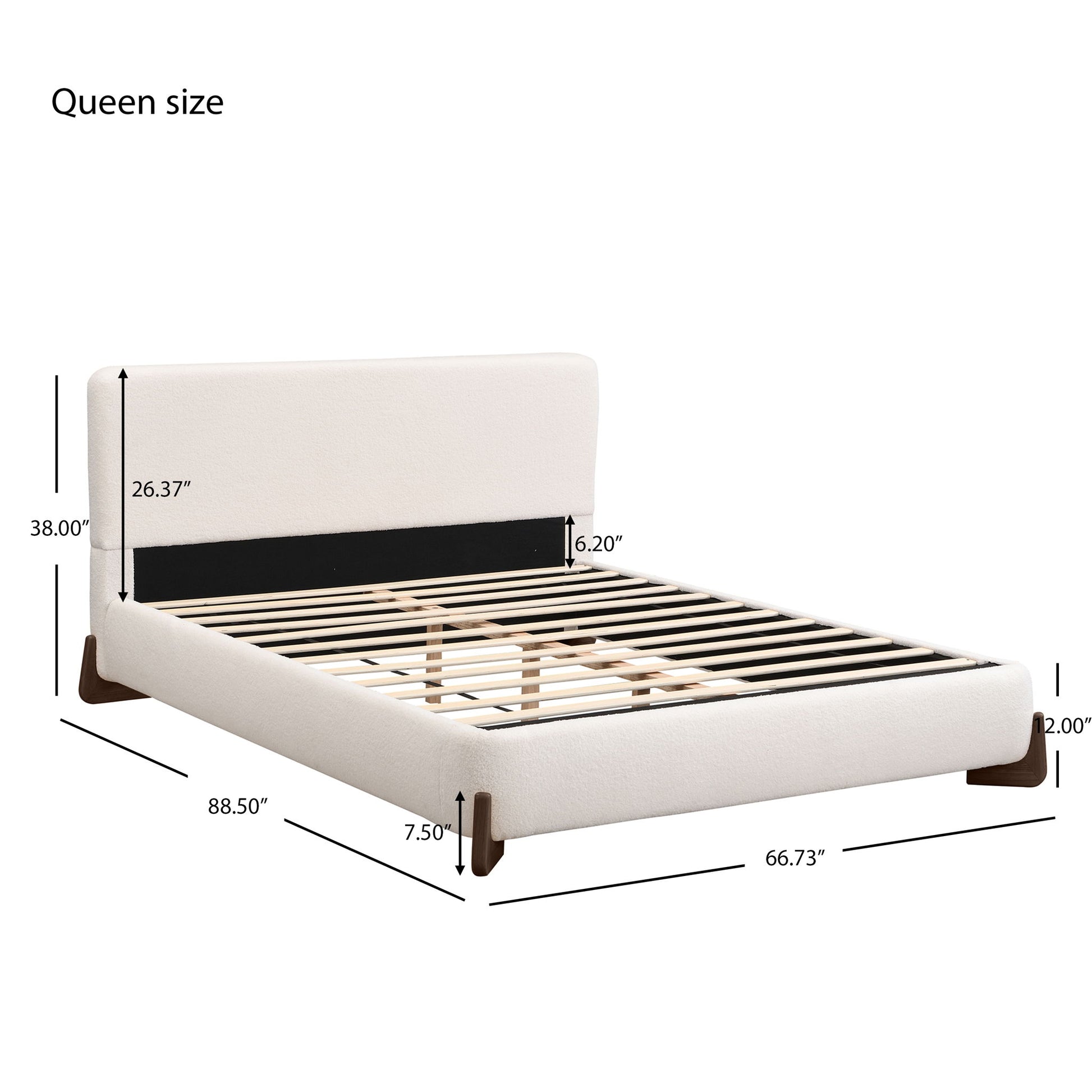 Queen Size Elegant Terry Upholstered Bed - White - The Sleep Loft - Online Mattress Showroom NYC