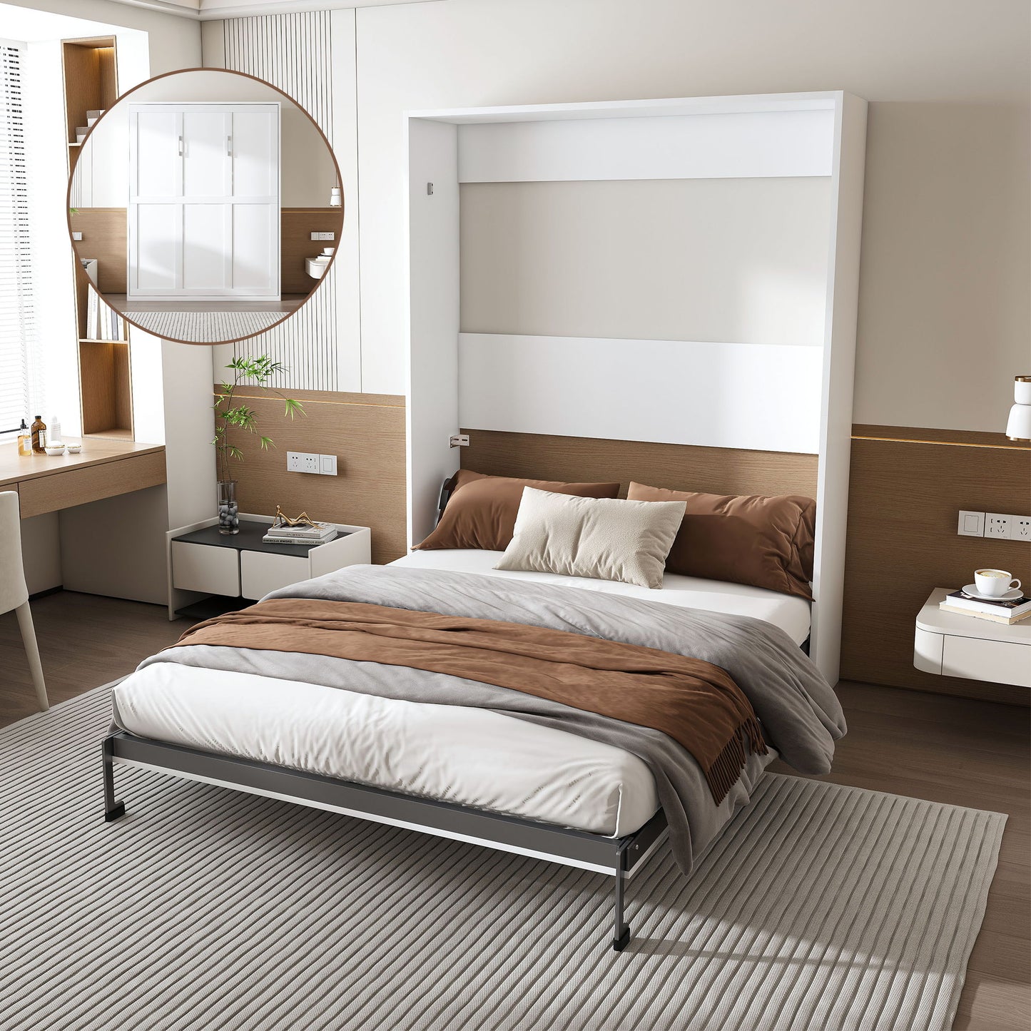Queen Murphy Bed, Foldable Wall Bed, Space Saving Design For Bedrooms - White - The Sleep Loft - Online Mattress Showroom NYC