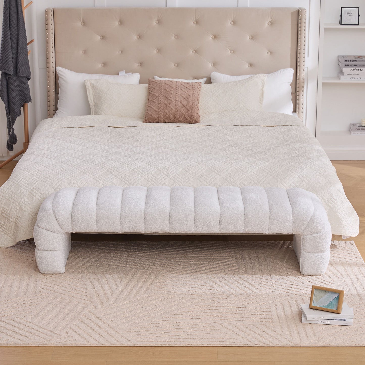 Modern Upholstered Armless Bed Bench With Channel Tufted Design - The Sleep Loft - Online Mattress Showroom NYC