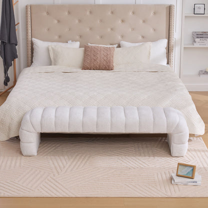 Modern Upholstered Armless Bed Bench With Channel Tufted Design - The Sleep Loft - Online Mattress Showroom NYC
