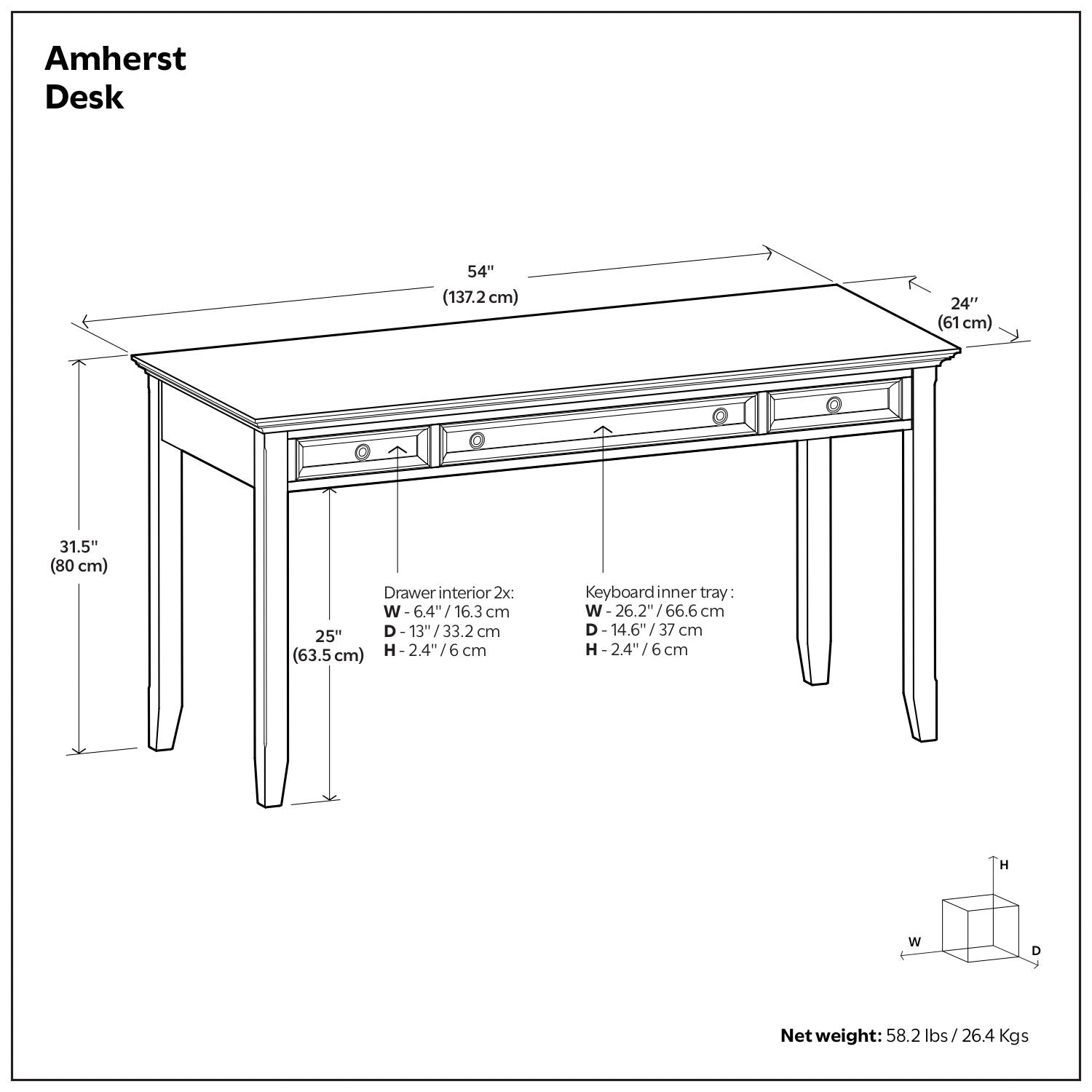 Amherst - Desk - Hickory Brown - The Sleep Loft - Online Mattress Showroom NYC