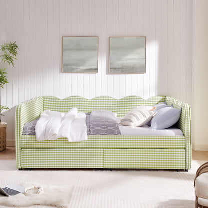 Gingham Daybed With USB Charging Port, Wave-Shaped Design - The Sleep Loft - Online Mattress Showroom NYC