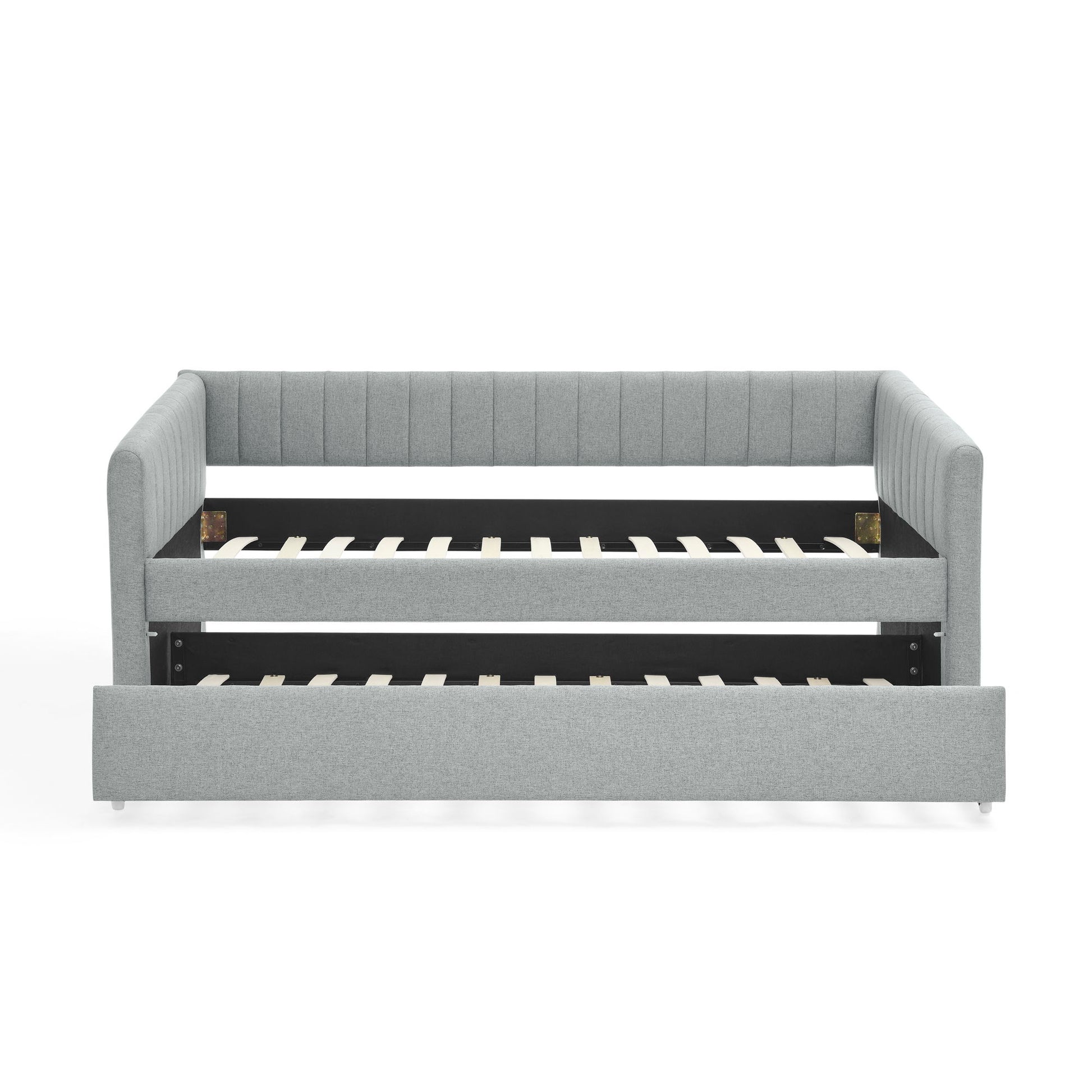 Upholstered Daybed With Trundle With Vertical Stripes - The Sleep Loft - Online Mattress Showroom NYC