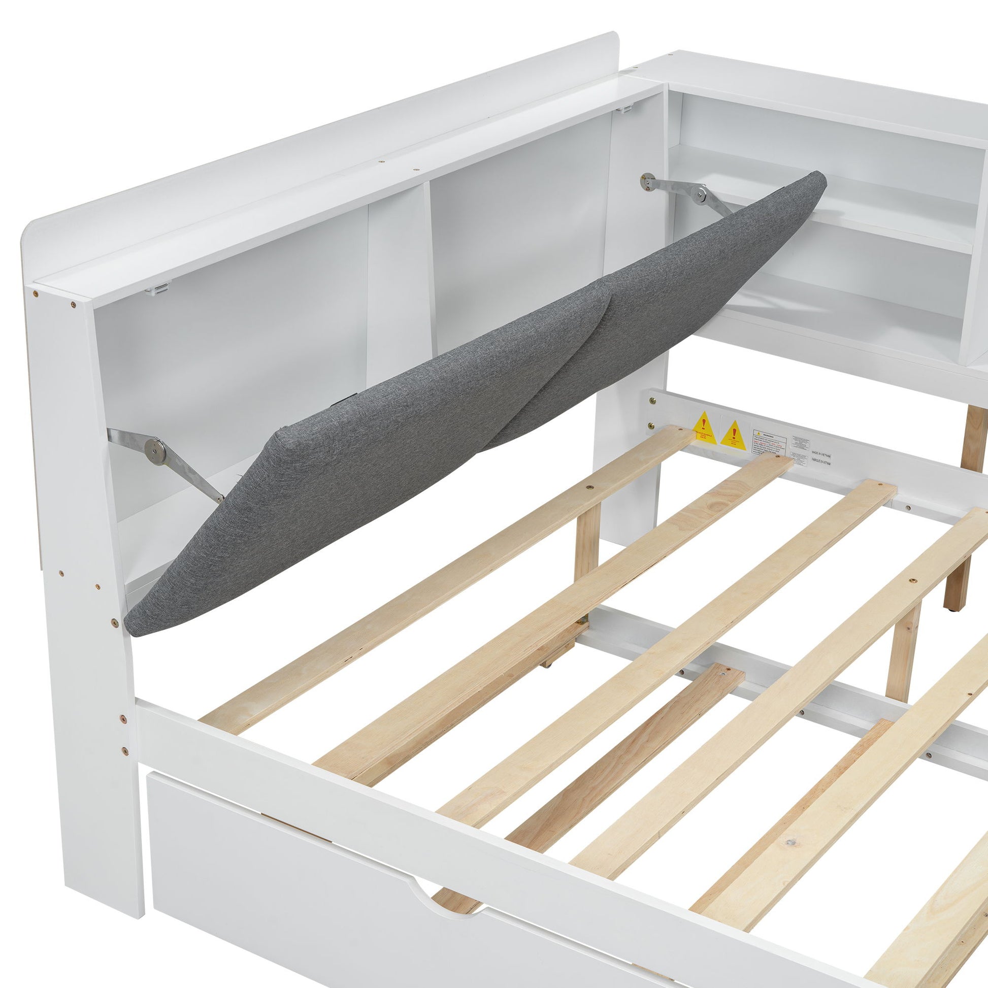 Platform Bed With Trundle, Shelves, And Storage Headboard - The Sleep Loft - Online Mattress Showroom NYC