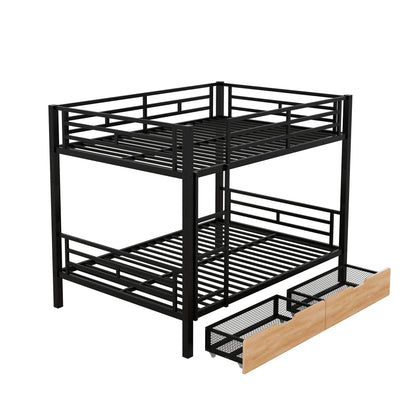 Full Size Convertible Bunk Bed With 2 Drawers Durable - Black - The Sleep Loft - Online Mattress Showroom NYC