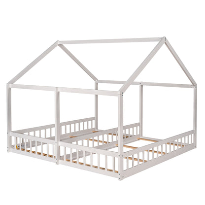 House Platform Beds, 2 Shared Beds, Metal Frame With Guardrails - The Sleep Loft - Online Mattress Showroom NYC