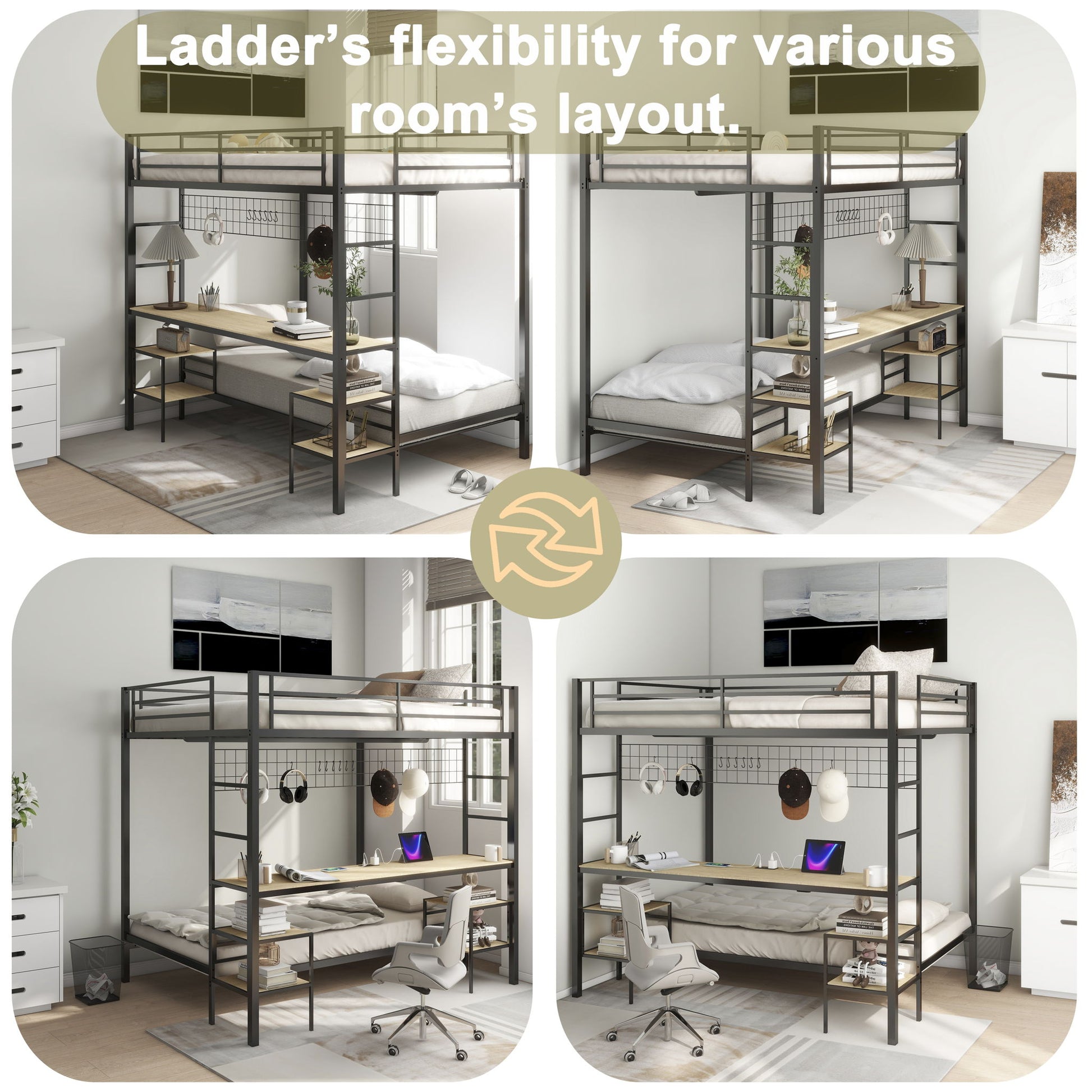 Ethan - Bunk Bed With Desk, Charging Station, Storage Shelves - The Sleep Loft - Online Mattress Showroom NYC