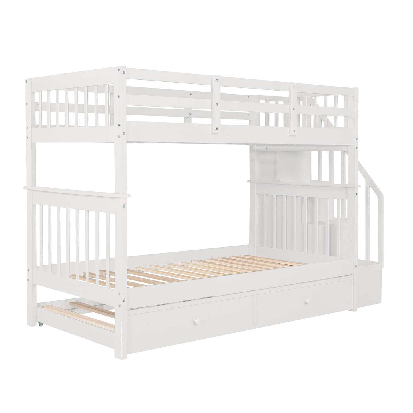 Stairway Bunk Bed With Storage And Guard Rail For Bedroom - The Sleep Loft - Online Mattress Showroom NYC