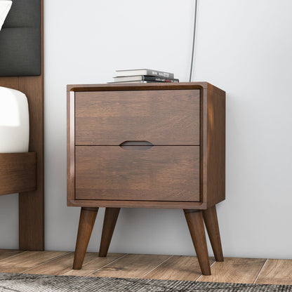 Alexandra - Night Stand With 2 Drawers - Walnut Brown - The Sleep Loft - Online Mattress Showroom NYC