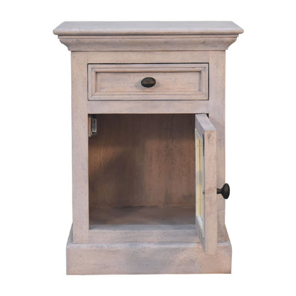 Glazed Bedside Table - Stone White - The Sleep Loft - Online Mattress Showroom NYC