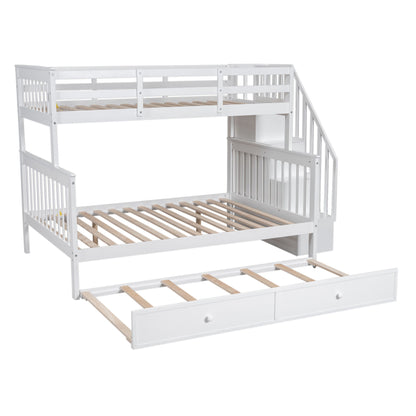 Bunk Bed With Twin Size Trundle, Storage And Guard Rail For Bedroom - The Sleep Loft - Online Mattress Showroom NYC