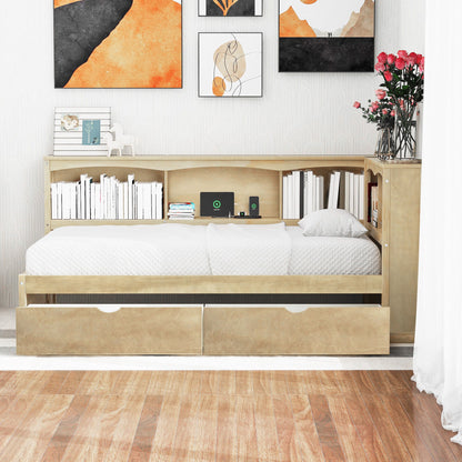 Daybed With 2 Storage Drawers, Storage Cabinets, USB Ports - The Sleep Loft - Online Mattress Showroom NYC