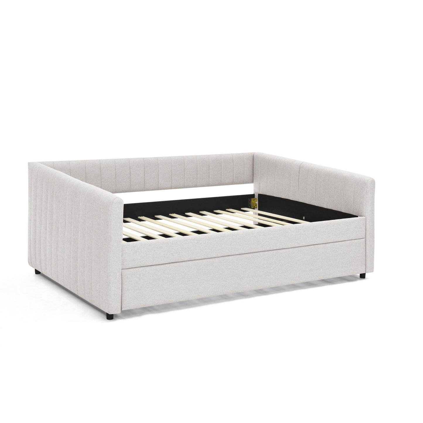 Upholstered Daybed With Trundle With Vertical Stripes - The Sleep Loft - Online Mattress Showroom NYC