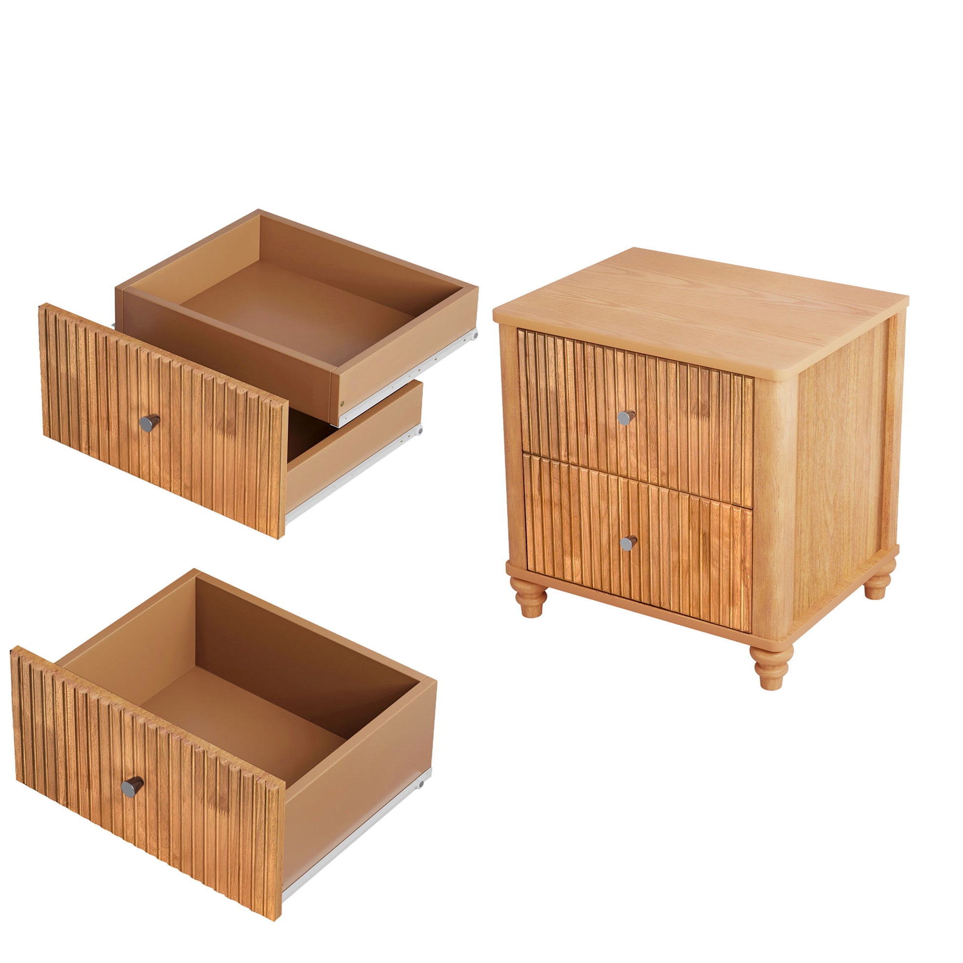 Modern Fluted Nightstand With 3 Drawers - The Sleep Loft - Online Mattress Showroom NYC