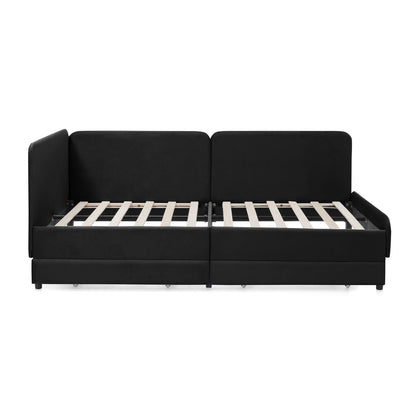Upholstered Platform Bed Frame With 2 Storage Drawers And Adjustable Sofa Bed - The Sleep Loft - Online Mattress Showroom NYC