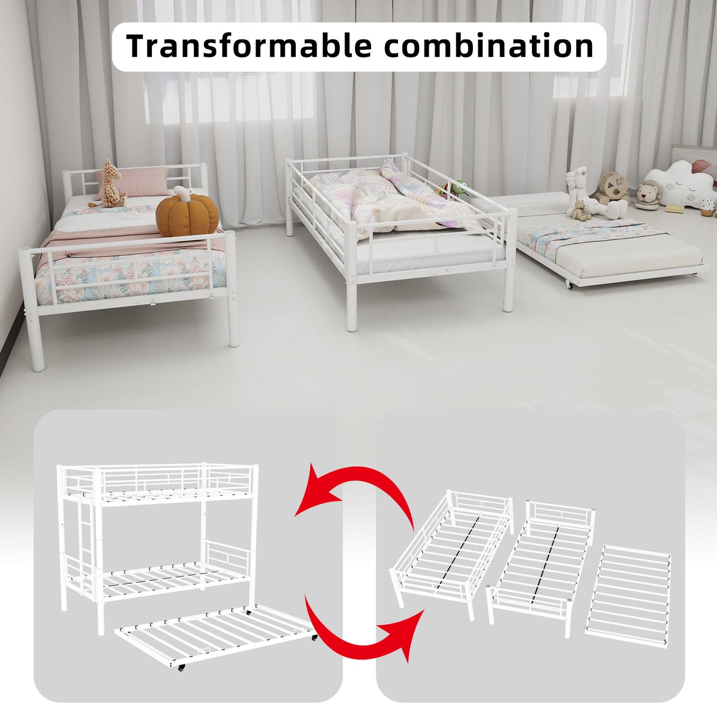 Bunk Bed For Kids, Convertible Frame With Ladders & Guardrail - The Sleep Loft - Online Mattress Showroom NYC