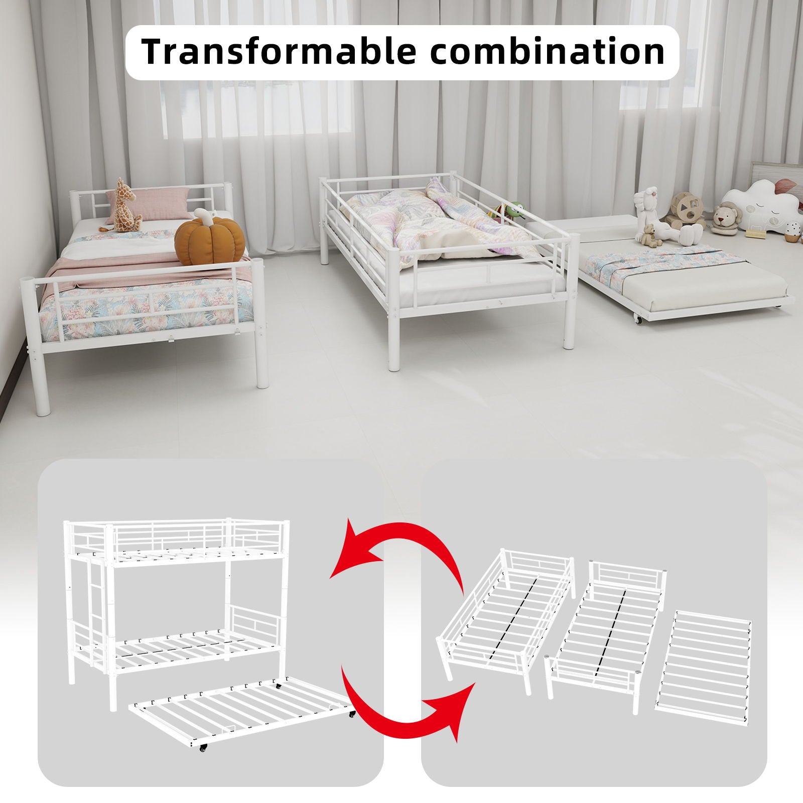 Bunk Bed For Kids, Convertible Frame With Ladders & Guardrail - The Sleep Loft - Online Mattress Showroom NYC
